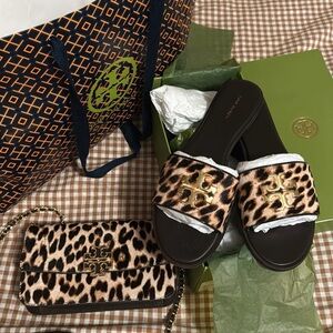 Tory Burch Leopard Print Crossbody Bag with Gold Chain